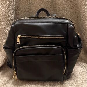 Stylish Black Leather Backpack